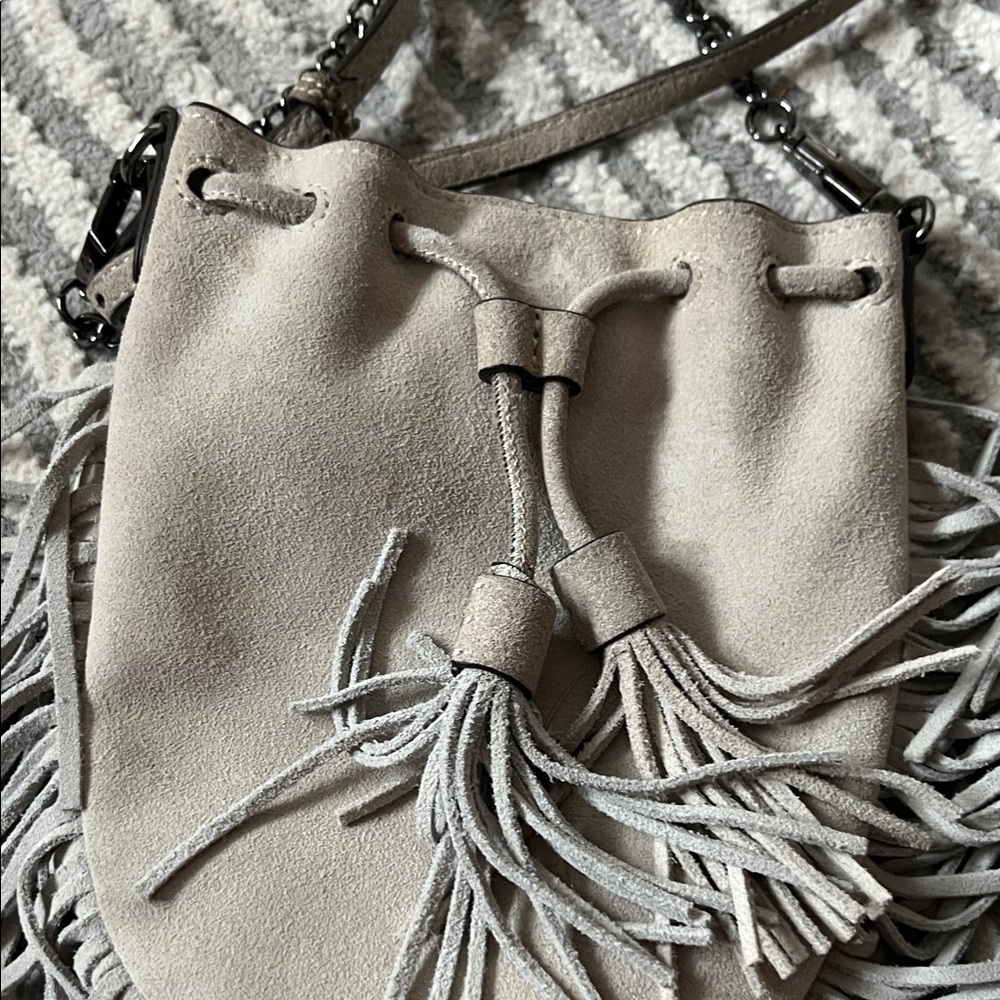Rebecca Minkoff Light Gray Fringe Crossbody Bag - Picture 4 of 8
